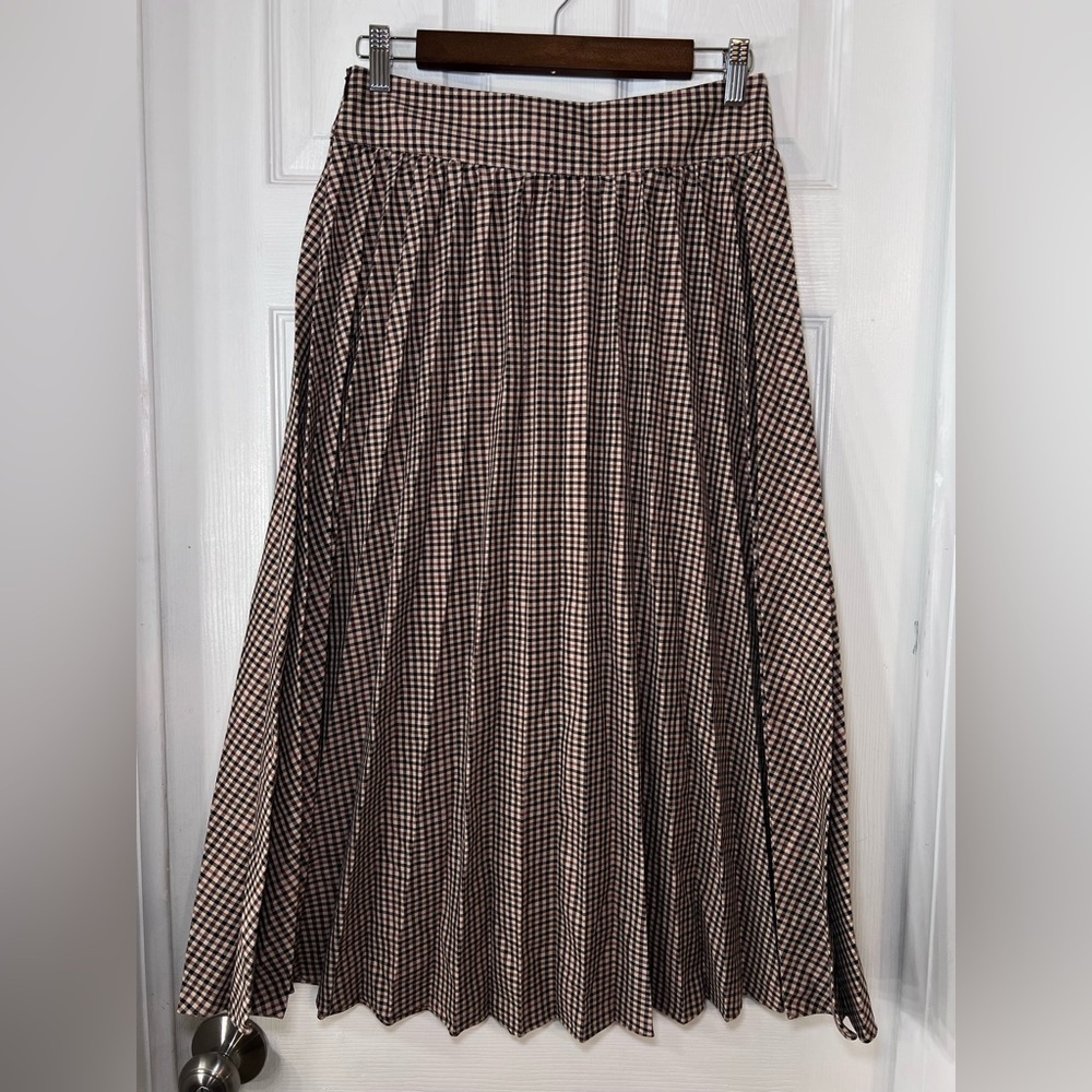 Scotch‎ & Soda Brown and Black Checkered Midi Skirt Size Small - Picture 2 of 12